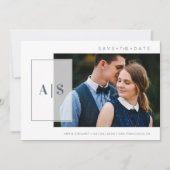 Save The Date Modern Initials Minimalist Photo Couple Wedding (Devant)