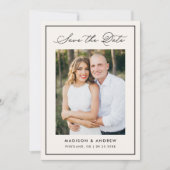 Save The Date Modern Ivory Border Script Photo Wedding (Devant)