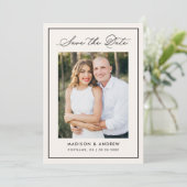 Save The Date Modern Ivory Border Script Photo Wedding (Debout devant)