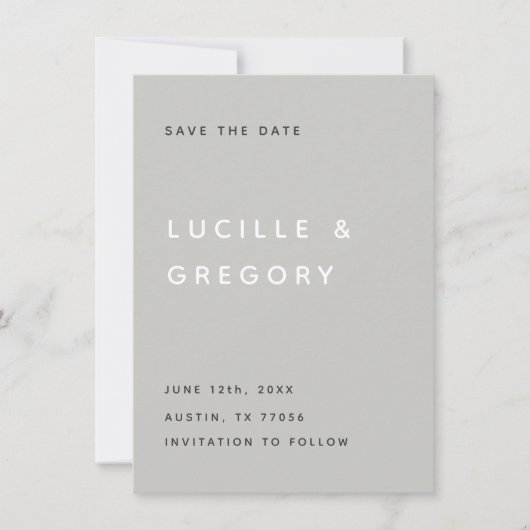 Save The Date Modern Light Grey Editorial All Caps (Devant)