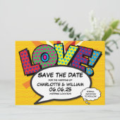 Save The Date Modern Love Fun Comic Mariage de livre (Debout devant)
