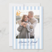 Save The Date Modern Minimal Minimalist Blue Stripes Wedding (Dos)