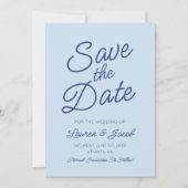 Save The Date Modern Minimal Minimalist Blue Wedding (Devant)