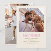 Save The Date Modern Minimalist Blush Pink Gold Photo Wedding (Devant / Derrière)