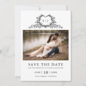 Save The Date Modern Minimalist Calligraphy Crest monogram Photo (Devant)