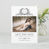 Save The Date Modern Minimalist Calligraphy Crest monogram Photo (Debout devant)