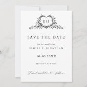 Save The Date Modern Minimalist Calligraphy Crest monogram Photo (Devant)