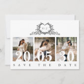 Save The Date Modern Minimalist Calligraphy Crest monogram Photo (Devant)
