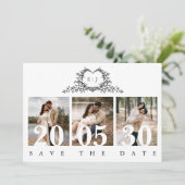 Save The Date Modern Minimalist Calligraphy Crest monogram Photo (Debout devant)