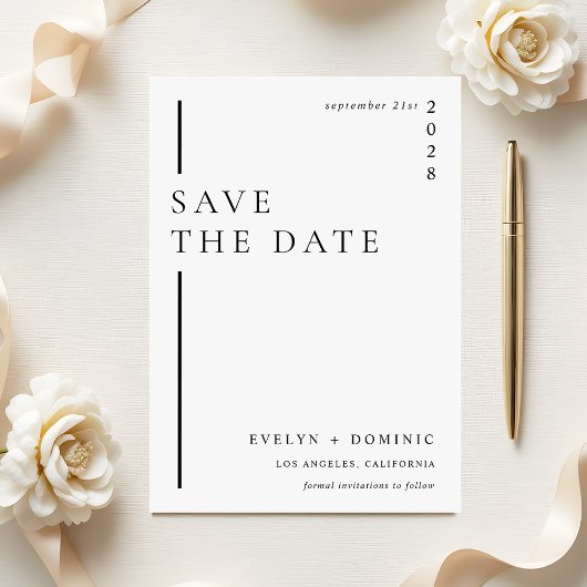Save The Date Modern Minimalist Formal Wedding Announcement