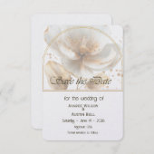 Save The Date Modern Minimalist Gold and White Wedding (Devant / Derrière)
