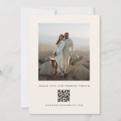 Save The Date Modern Minimalist Ivory QR Code Photo Wedding (Dos)