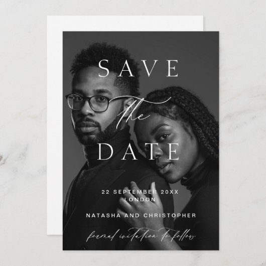 Save The Date Modern Minimalist Photo Overlay Wedding (Devant / Derrière)