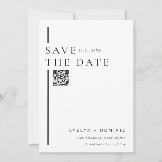 Save The Date Modern Minimalist QR Code Wedding Website (Devant)
