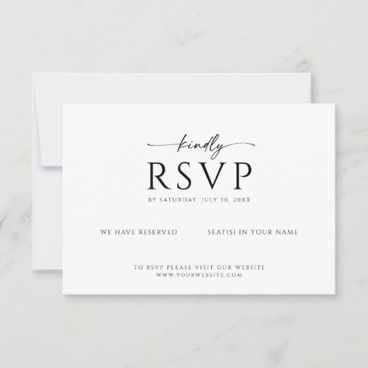Save The Date Modern Minimalist RSVP Card with Kindly Script (Devant)