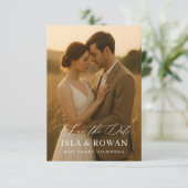 Save The Date Modern Minimalist Script Photo Wedding (Debout devant)