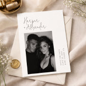 Save The Date Modern Minimalist Script Photo Wedding