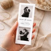 Save The Date Modern Minimalist Two Photo Wedding Bookmark