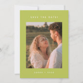 Save The Date Modern Minimalistic Photo Lime Green Wedding (Devant)