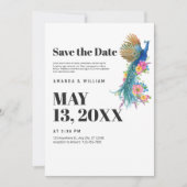 Save The Date Modern Minimalistische Pauw Trouw  (Voorkant)