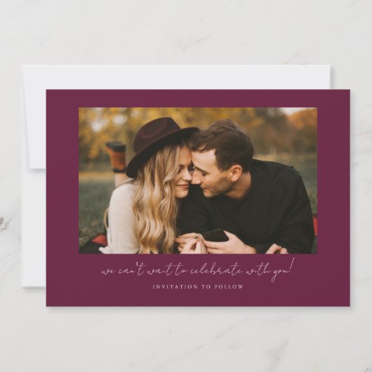 Save The Date Modern Multi Photo Couple's Signature Cranberry (Dos)