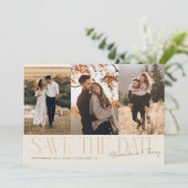 Save The Date Modern Multi Photo Couple's Signature Cream (Debout devant)