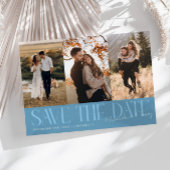 Save The Date Modern Multi Photo Couple's Signature Denim Blue