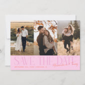 Save The Date Modern Multi Photo Couple's Signature Orange Pink (Devant)