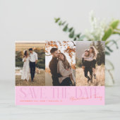 Save The Date Modern Multi Photo Couple's Signature Orange Pink (Debout devant)