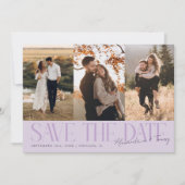 Save The Date Modern Multi Photo Couple's Signature Purple (Devant)
