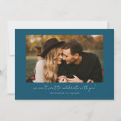 Save The Date Modern Multi Photo Couple's Signature Teal (Dos)