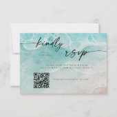 Save The Date Modern Ocean Tide Wedding QR Code RSVP Card (Devant)