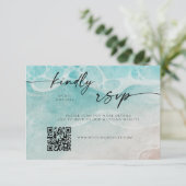 Save The Date Modern Ocean Tide Wedding QR Code RSVP Card (Debout devant)