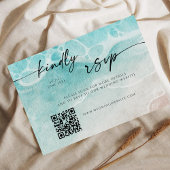 Save The Date Modern Ocean Tide Wedding QR Code RSVP Card