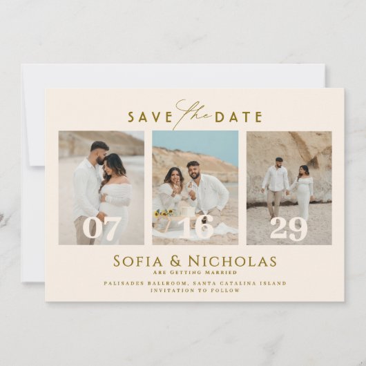 Save The Date Modern Photo Collage Boho Wedding (Devant)