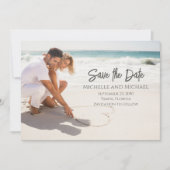 Save The Date Modern Photo Elegant Enregistrer la date Script QR (Devant)