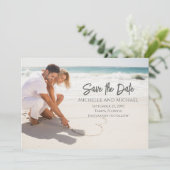 Save The Date Modern Photo Elegant Enregistrer la date Script QR (Debout devant)