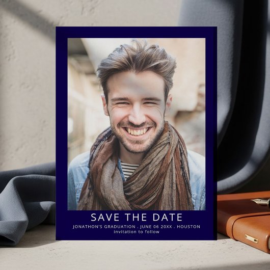 Save The Date Modern Photo Graduation Black