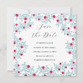 Save The Date Modern Pine Branch and Red Berry Christmas Pattern (Devant)