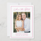 Save The Date Modern Pink Border Script Photo Wedding (Devant)