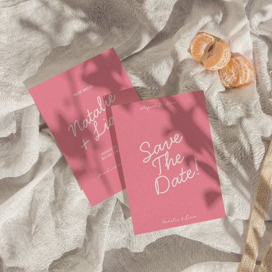 Save The Date Modern Pink Whimsical Summer Fun Wedding