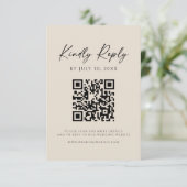 Save The Date Modern QR Code | Champagne Website RSVP Card (Debout devant)