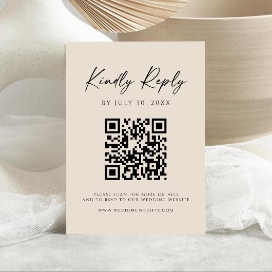 Save The Date Modern QR Code | Champagne Website RSVP Card