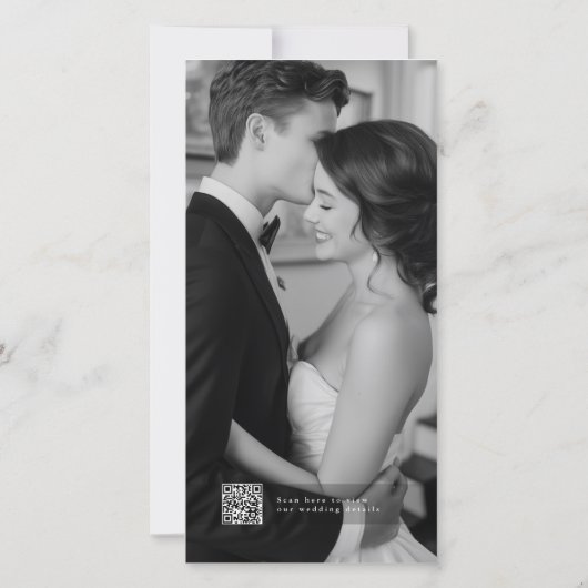 Save The Date Modern QR Code Elegant Script Photo Wedding (Dos)