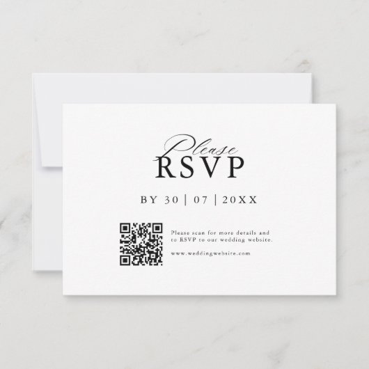 Save The Date Modern QR Code Website RSVP Card (Devant)