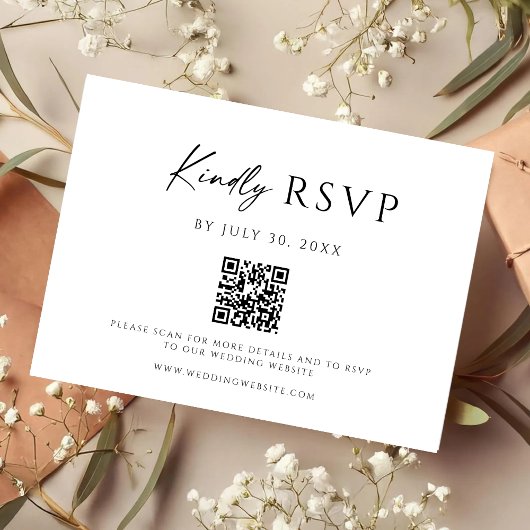 Save The Date Modern QR Code Website RSVP Card