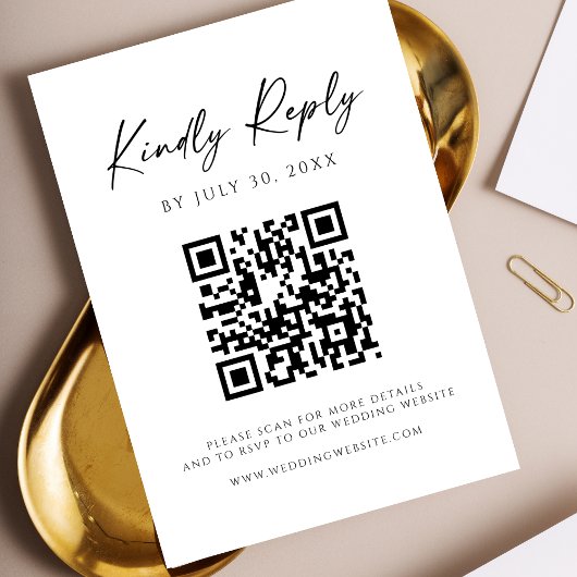 Save The Date Modern QR Code Website RSVP Card