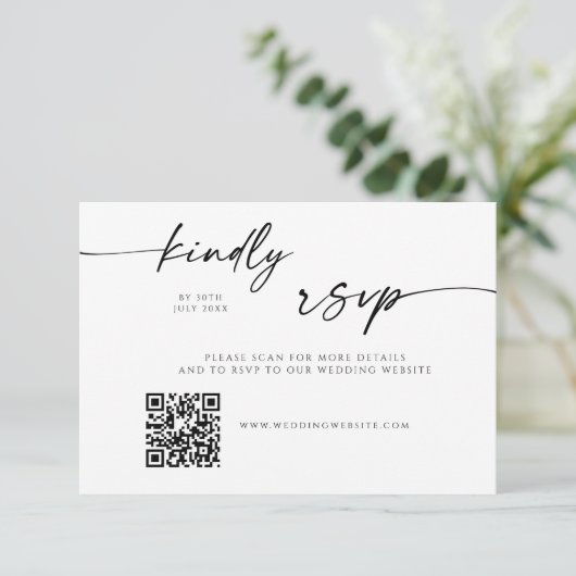 Save The Date Modern QR Code Website RSVP Card (Debout devant)