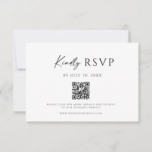 Save The Date Modern QR Code Website RSVP Card (Devant)