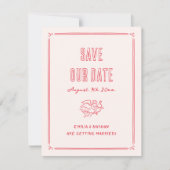 Save The Date Modern Quirky Retro Hand Drawn Cupid Photo Wedding (Devant)